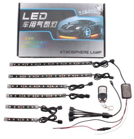 Automobile e moto modificata universale per sei luci telecomando a LED Luci atmosfera RGB luci decorative luci atmosfera decorazione auto 