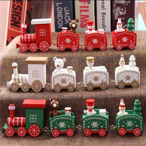 4pcs Mini Wooden Train Toys