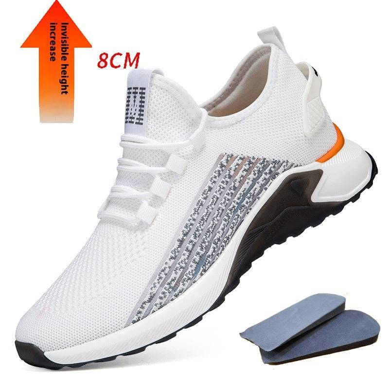 Men's Round Head Mesh Fabric Casual Shoelace Invisible Height Increasing - YLORESHOP