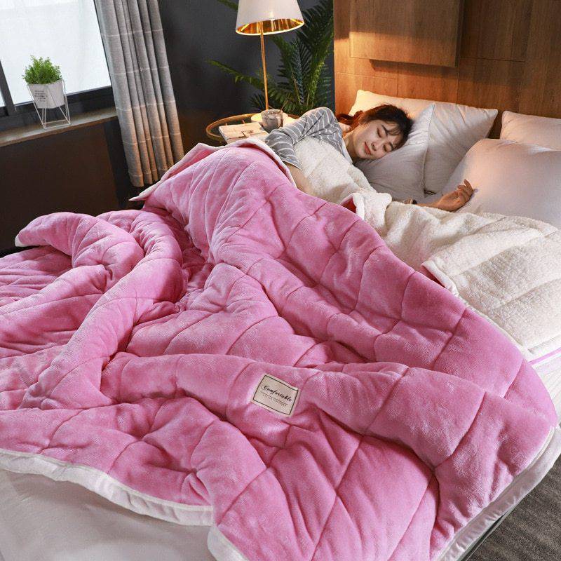 Fleece Blankets And Throws Thick Warm Winter Blankets Home Super Soft Duvet Luxury Solid Blankets On Twin Bedding - YLORESHOP