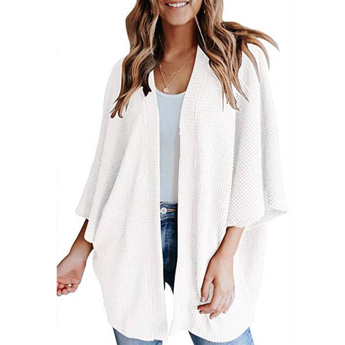 Bat Sleeve Waffle Gerson Women's Cardigan - YLORESHOP