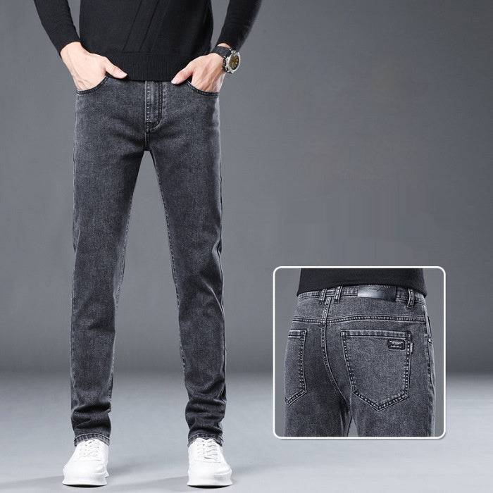 Jeans da uomo dritti slim elasticizzati versatili