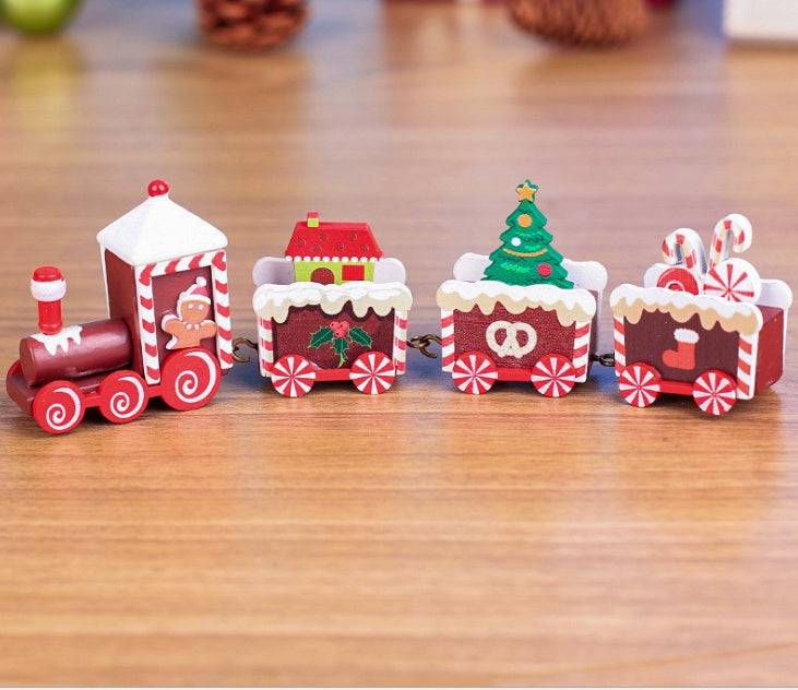 4pcs Mini Wooden Train Toys