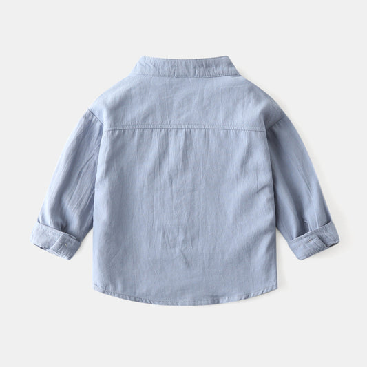 Boys stand collar solid color shirt - YLORESHOP