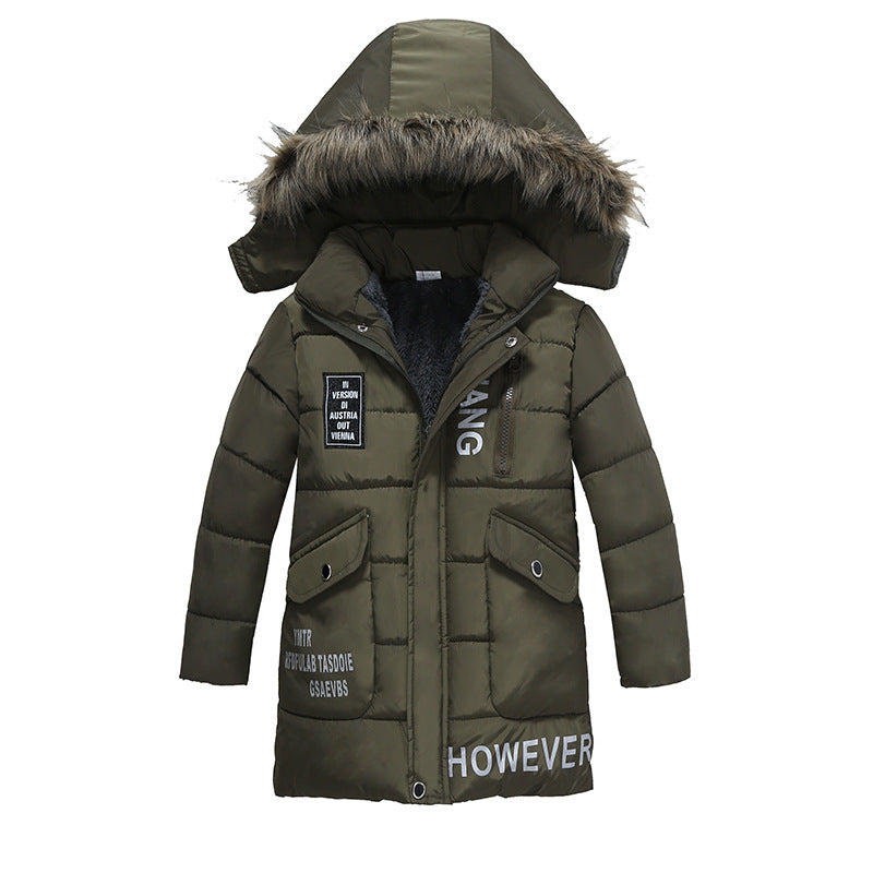 Boys Large Fur Collar Padded Warm Cotton Jacket - YLORESHOP