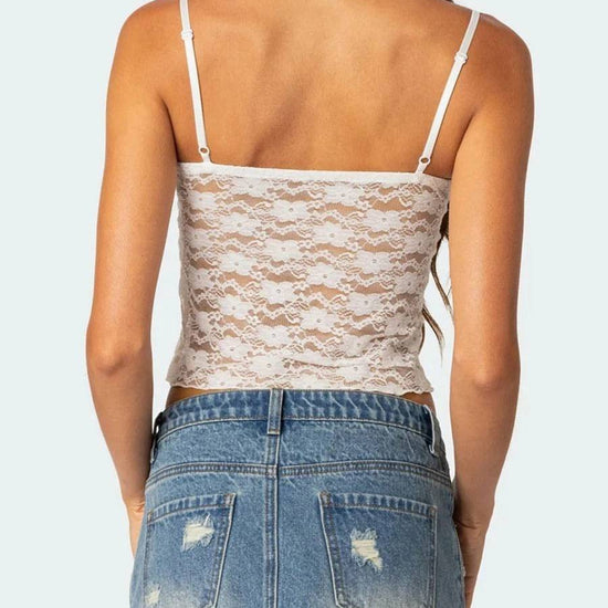 Women's Short Lace Spaghetti-strap Camisole Top - YLORESHOP