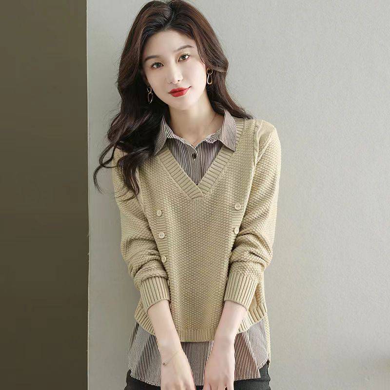 Women's Loose Bottoming Shirt Trendy Stitching Top - YLORESHOP