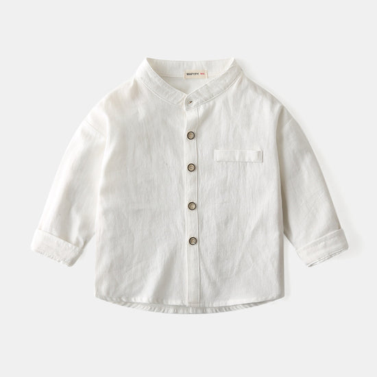 Boys stand collar solid color shirt - YLORESHOP