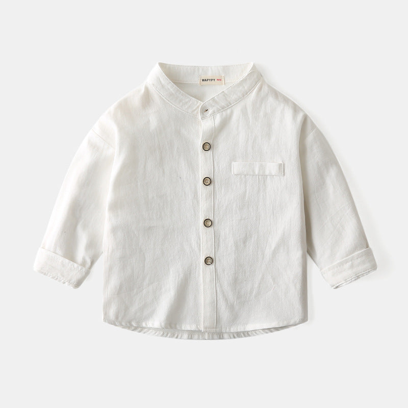 Boys stand collar solid color shirt - YLORESHOP