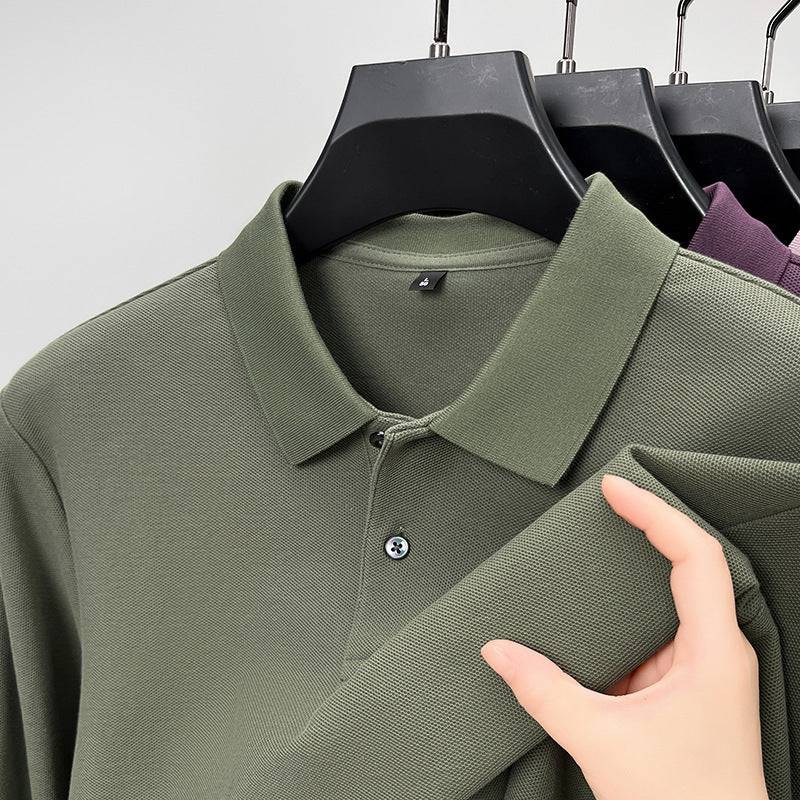 Middle-aged Business Leisure Long Sleeve Lapel T-shirt