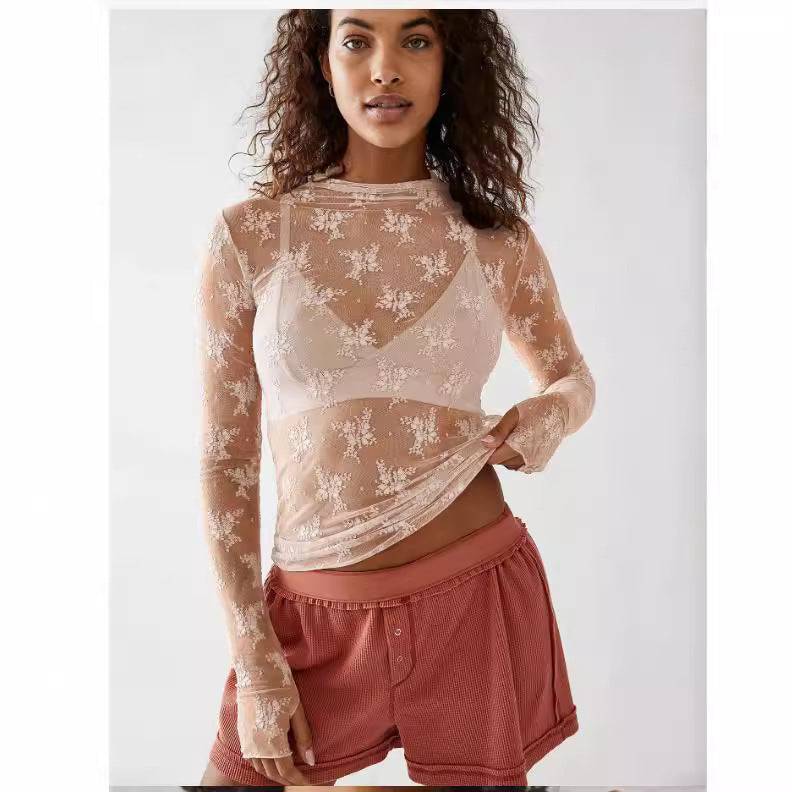 European And American Women's Clothing See-through Lace Top - YLORESHOP