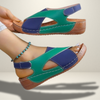 Summer Wedges Sandals With Colorblock Cross-strap Design Casual Thick-soled Roman Shoes For Women - YLORESHOP