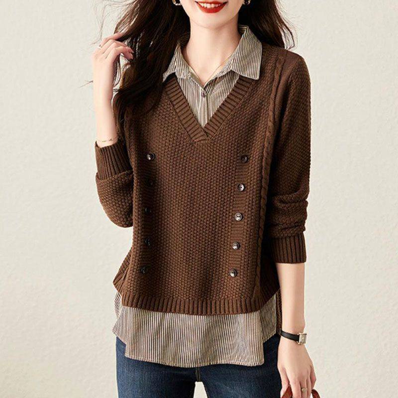 Women's Loose Bottoming Shirt Trendy Stitching Top - YLORESHOP