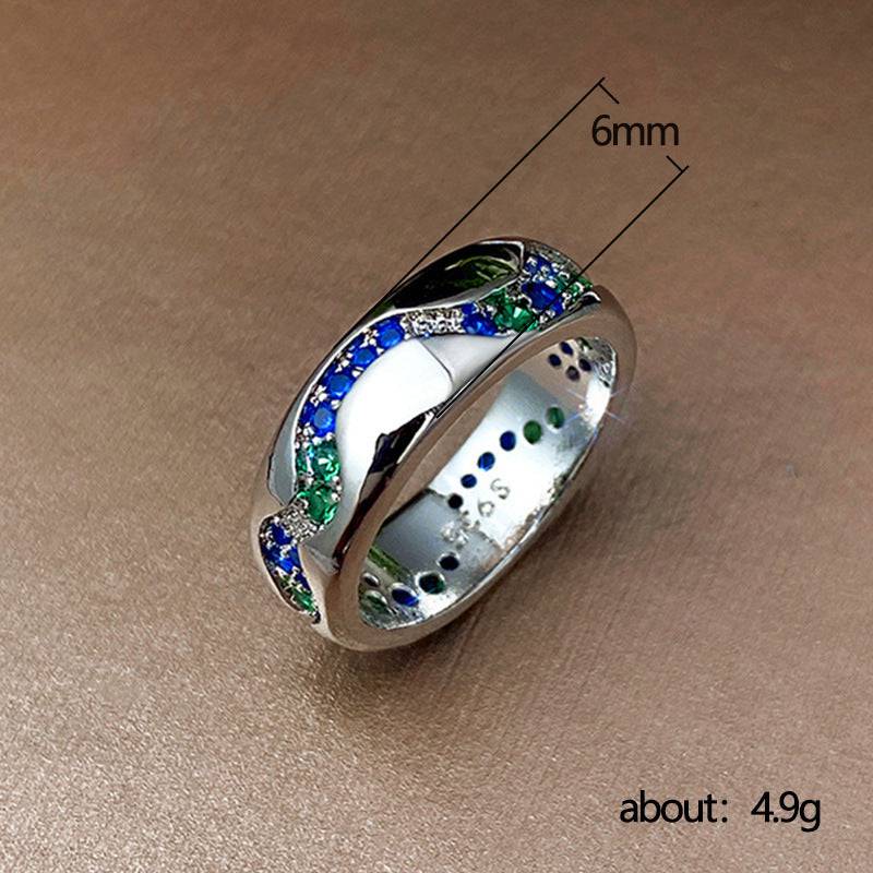 Blue-green Zircon Couple Ring - YLORESHOP