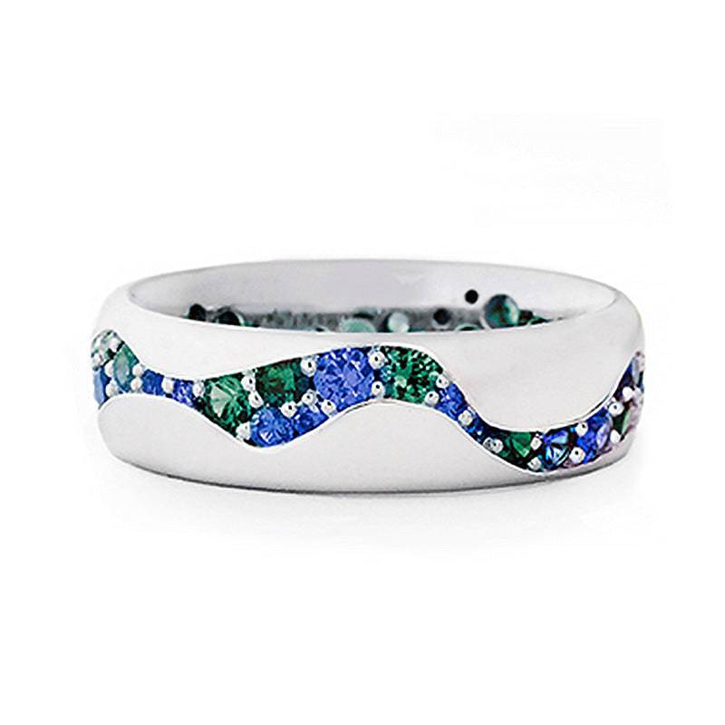 Blue-green Zircon Couple Ring - YLORESHOP