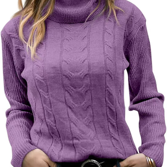 Solid Color Turtleneck Sweater Retro Long Sleeve Sweater - YLORESHOP
