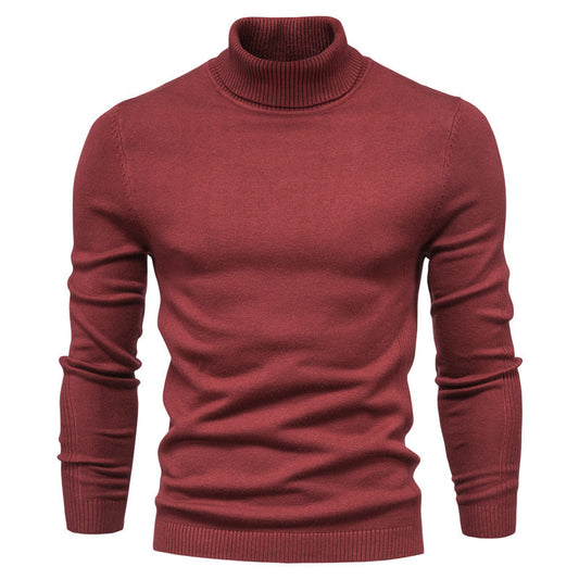 Maglione dolcevita slim fit da uomo, tinta unita, abbigliamento casual invernale