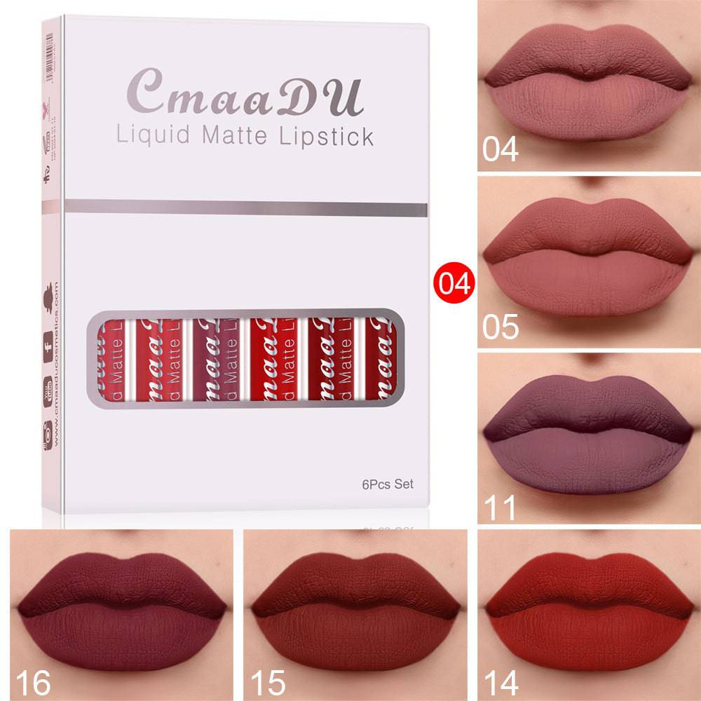 6 Boxes Of Matte Non-stick Cup Waterproof Lipstick Long Lasting Lip Gloss - YLORESHOP