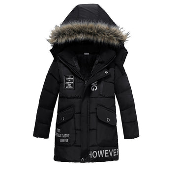 Boys Large Fur Collar Padded Warm Cotton Jacket - YLORESHOP