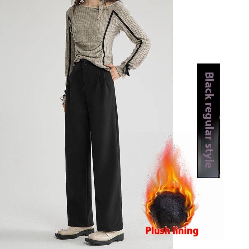 Straight Woolen Wide Leg Pants - YLORESHOP