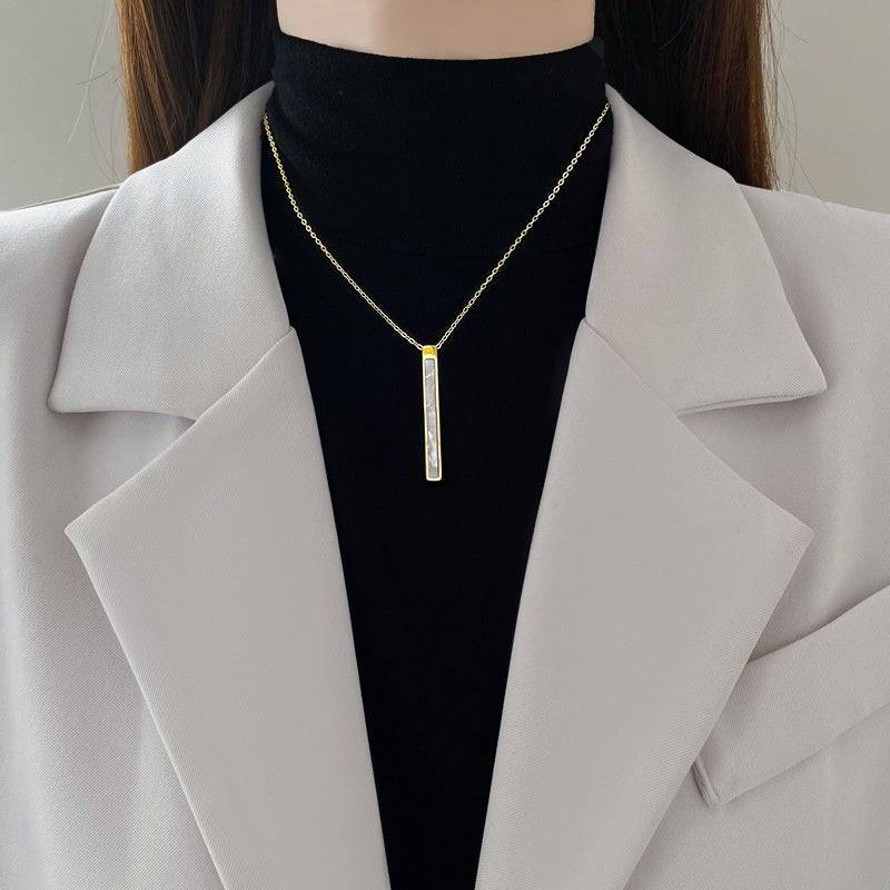 Long Elegant Personality Minimalist Style Stove Real Gold Necklace Female Ins Clavicle Chain - YLORESHOP