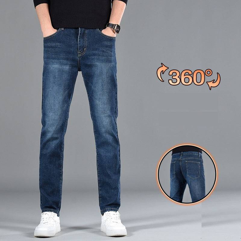 Nuovi jeans da uomo in cotone a gamba dritta casual da ragazzo slim fit