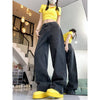 Fashion Rhinestone Jeans Heavy Industry Slimming Slim Fit Straight Wide Leg - YLORESHOP
