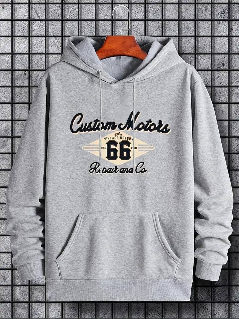 Maglione pullover con cappuccio casual stampato con lettera numero 66