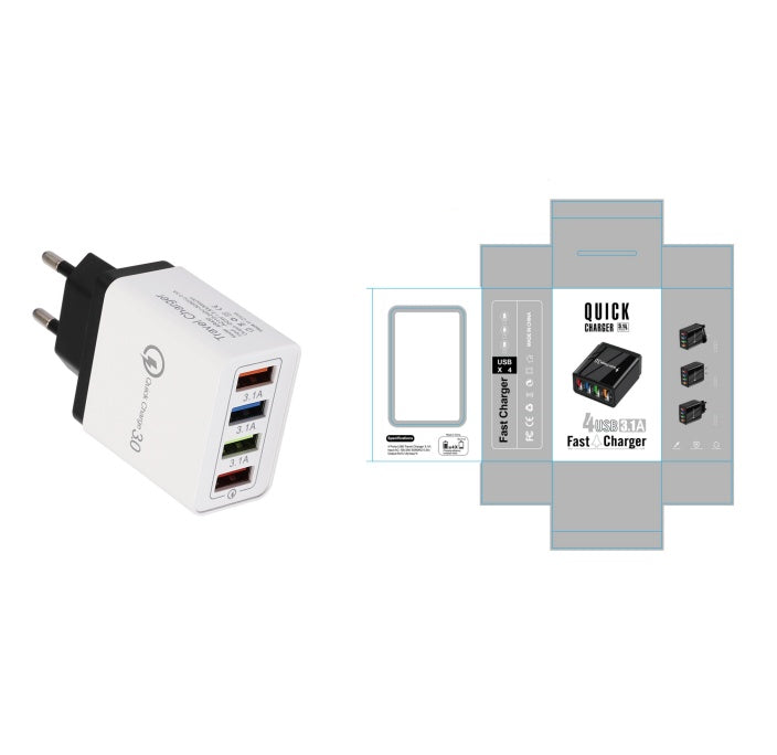 Caricatore USB Quick Charge 3.0 4 Adattatore telefonico per tablet Caricabatterie mobile da parete portatile Caricatore rapido