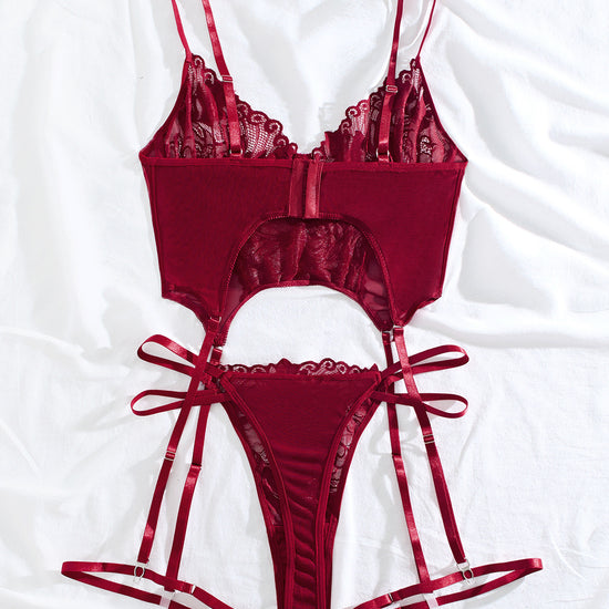 Plus Size Fat Woman Underwear Lace See-through Bra T-back Two-piece Suit - YLORESHOP