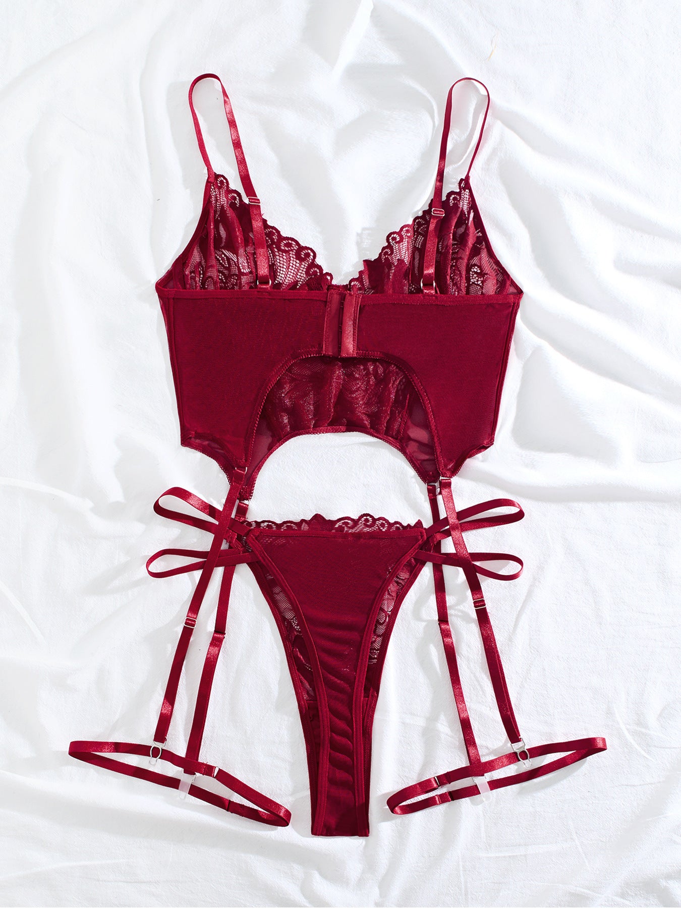 Plus Size Fat Woman Underwear Lace See-through Bra T-back Two-piece Suit - YLORESHOP