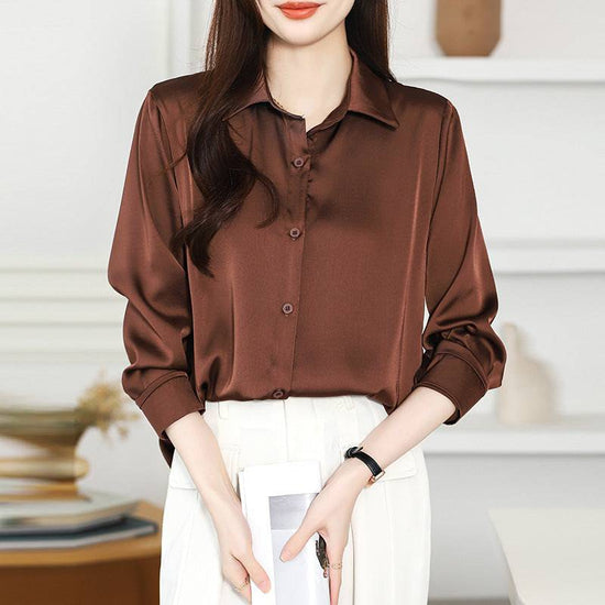 High-grade Non-ironing Anti-wrinkle Shirt Women's Solid Color Acetate Shirt - YLORESHOP