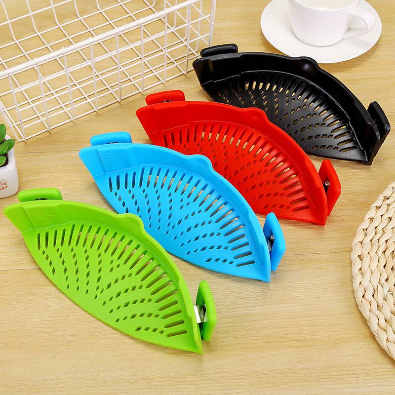 Silicone Clip-on Pot Pan Bowl Funnel Oil Strainer Creative Rice Washing Colander for Draining Liquid Fits All Pot Size - YLORESHOP