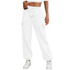 Women's loose-fitting, sporty sweatpants with fleece lining and pockets. Fall outfits.