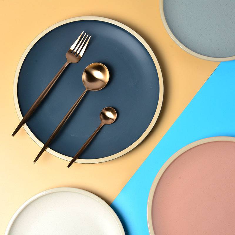 Pure color matte ceramic plate - YLORESHOP