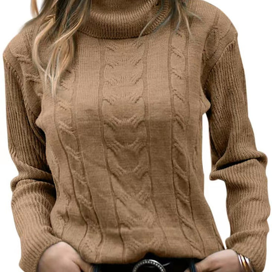 Solid Color Turtleneck Sweater Retro Long Sleeve Sweater - YLORESHOP