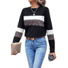 Leopard Print Color-block Crew Neck Pullover Women - YLORESHOP