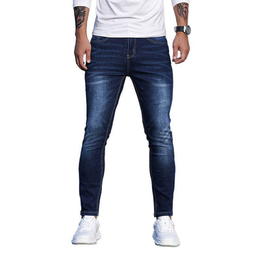 Men's Blue Stretch Skinny Denim Pants - YLORESHOP