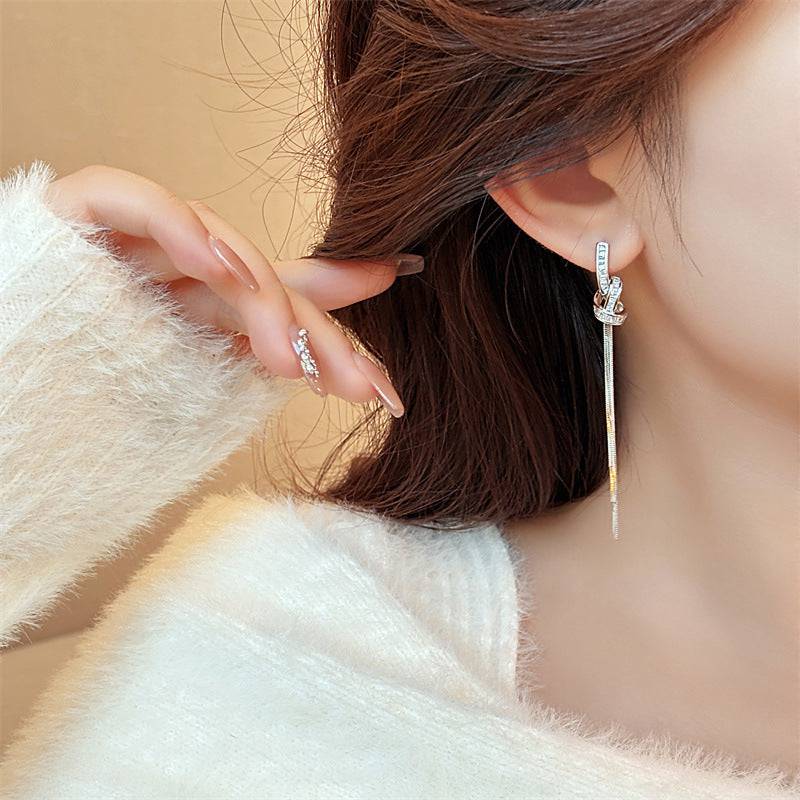 Niche Long Fringe Earrings Female Knot - YLORESHOP