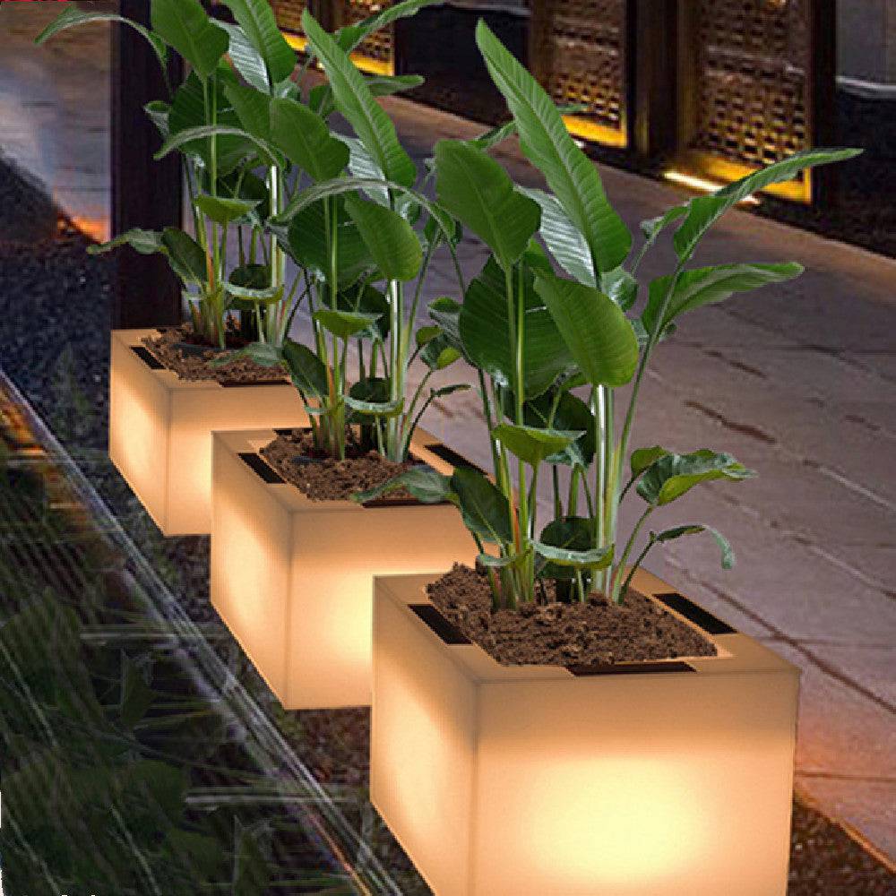 Lampada da giardino per vaso da fiori in plastica impermeabile super luminosa