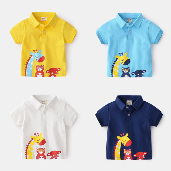 Unhooded Casual Cute Cartoon Animal Boy T Shirt - YLORESHOP