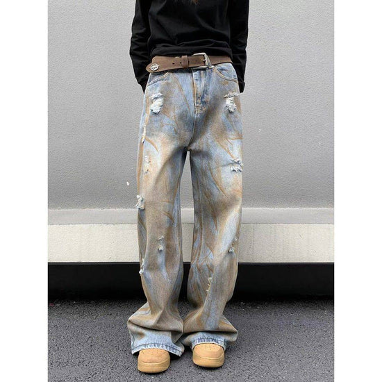 Washed Old Straight Wide-leg Pants Loose - YLORESHOP