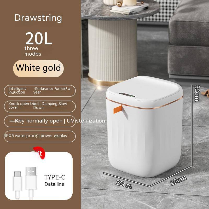 Smart Trash Can With Lid For Bedroom And Living Room Kitchen Storage Box Trash Can Induction Small Car Box Automatic Smart Dustbin Smart Trash Bin - YLORESHOP