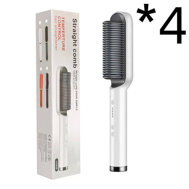 New 2 In 1 Hair Straightener Hot Comb Negative Ion Curling Tong Dual-purpose Electric Hair Brush - YLORESHOP