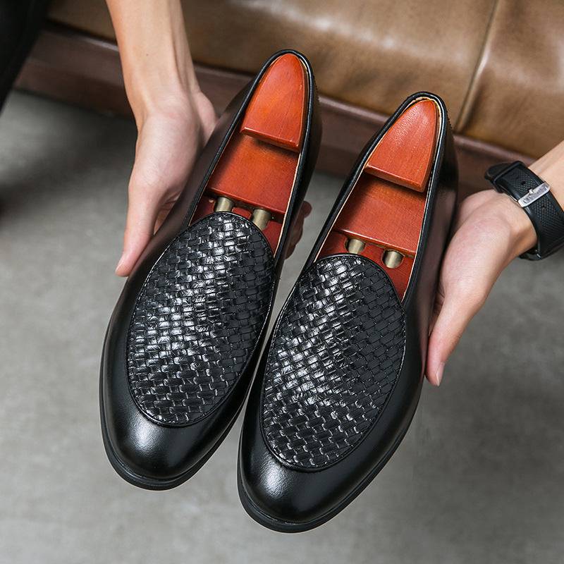 Mocassini business casual Scarpe da uomo in pelle leggera senza lacci semplici