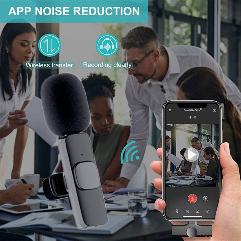 Microfono Lavalier wireless Mini microfono portatile per registrazione audio video per I Phone Android Batteria a lunga durata Giochi di trasmissione in diretta