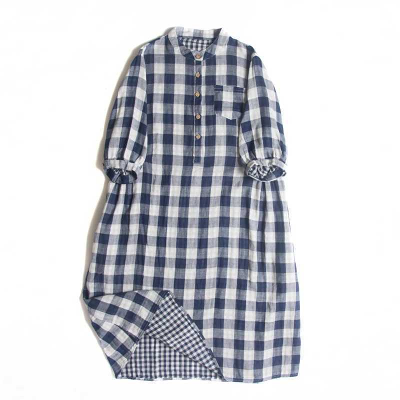 Double-layer Cotton Plaid Dress Women - YLORESHOP