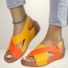 Summer Wedges Sandals With Colorblock Cross-strap Design Casual Thick-soled Roman Shoes For Women - YLORESHOP