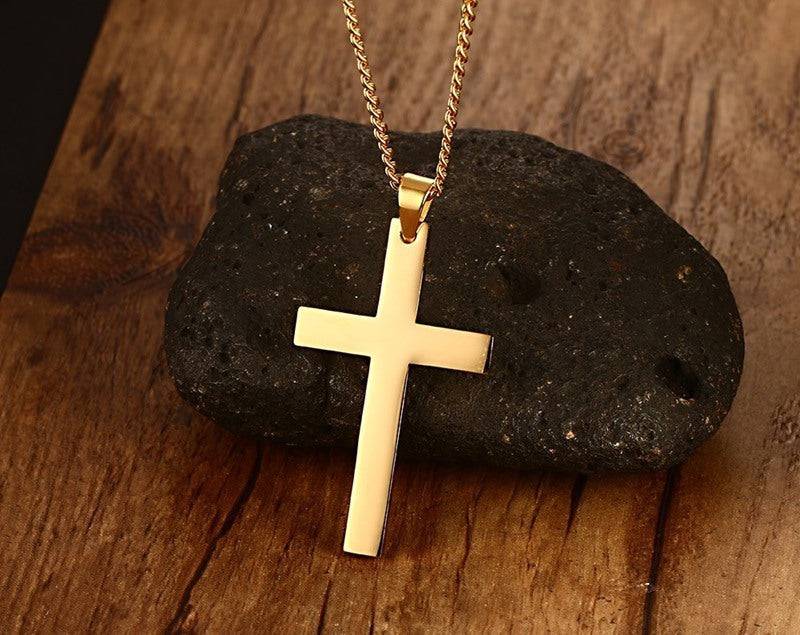 Stainless Steel Cross Pendant Gold Sweater Necklace Black Foreign Trade Accessories Jewellery Accessories Wholesale PN-572 - YLORESHOP