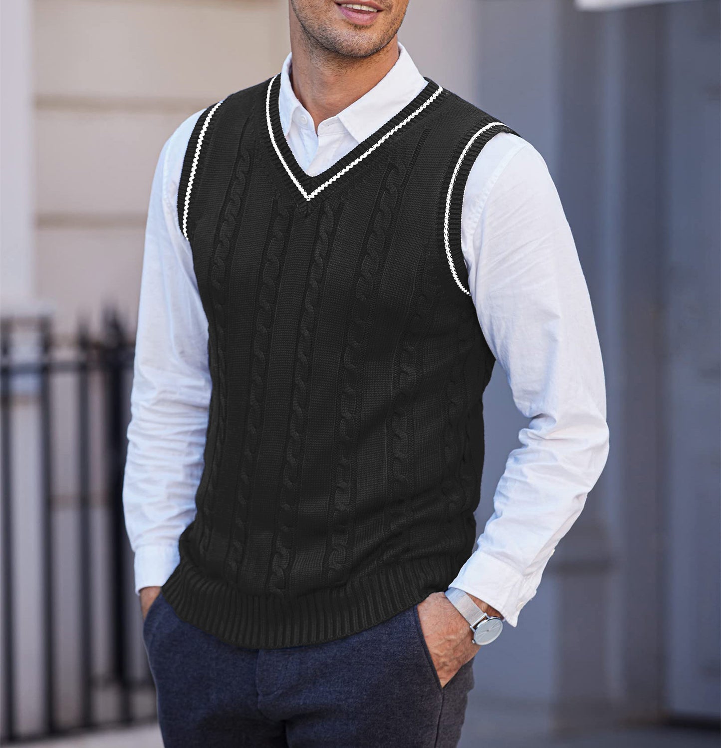 Waistcoat Sleeveless Casual V-neck Thickening Vest Bottoming Sweater